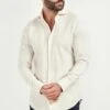 Ivory Cotton And Tencel™ Shirt - Made In Italy -Pini Parma Clothing Store ivory cotton tencel shirt