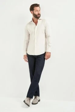 Ivory Cotton And Tencel™ Shirt - Made In Italy 8 Ivory Cotton And Tencel™ Shirt - Made In Italy -Pini Parma Clothing Store ivory cotton tencel shirt 2