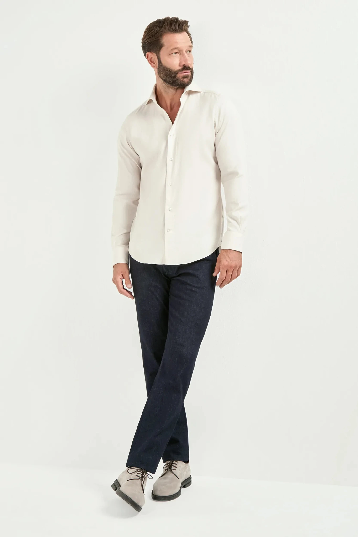 Ivory Cotton And Tencel™ Shirt - Made In Italy 5 Ivory Cotton And Tencel™ Shirt - Made In Italy - Image 3