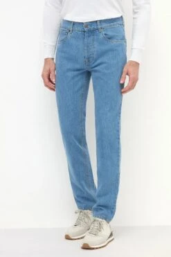 Light Blue Bleached Jeans - Candiani Cotton - Made In Italy