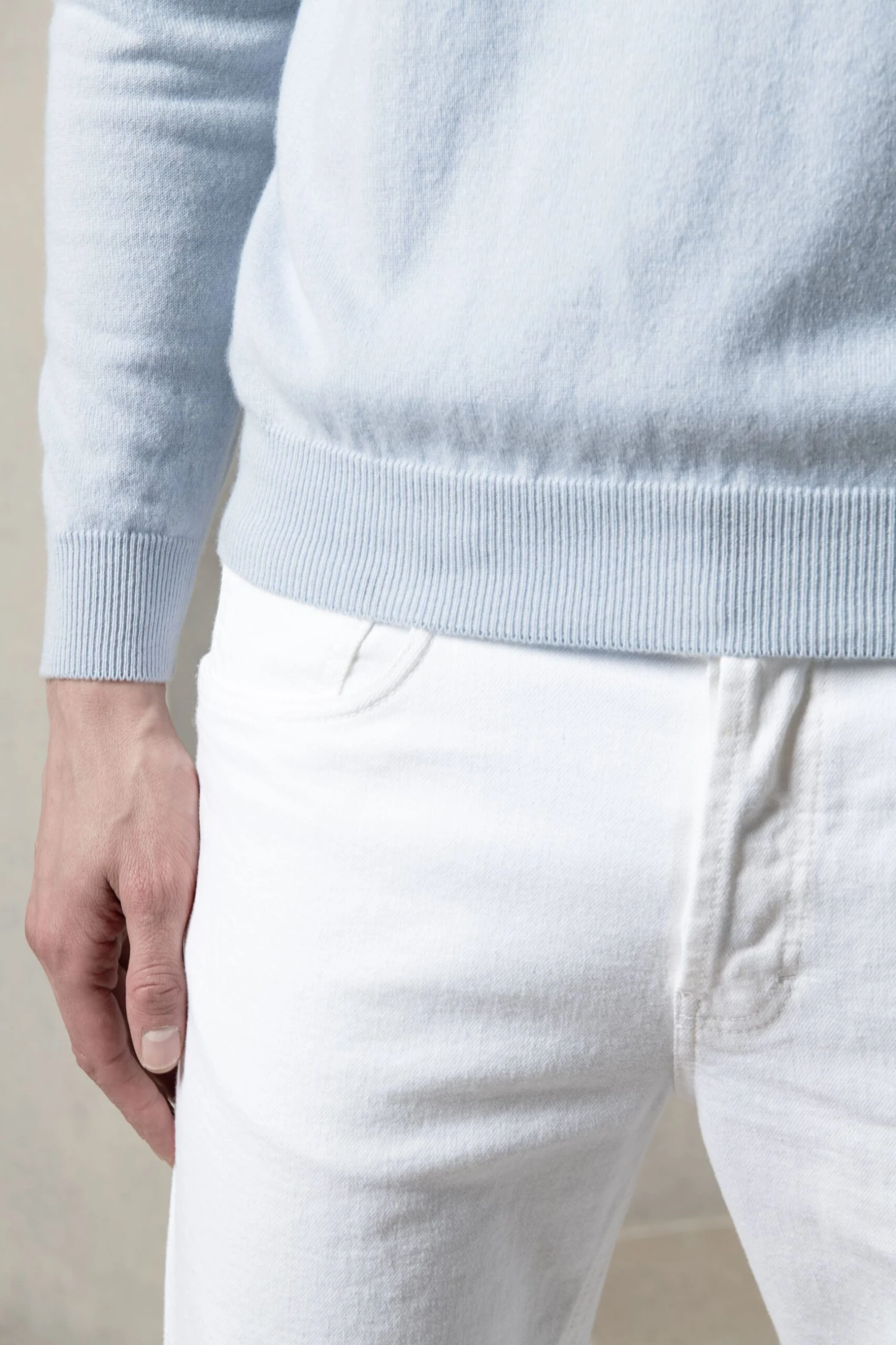 Light Blue Cashmere Round Neck – Made In Italy 5 Light Blue Cashmere Round Neck – Made In Italy - Image 3