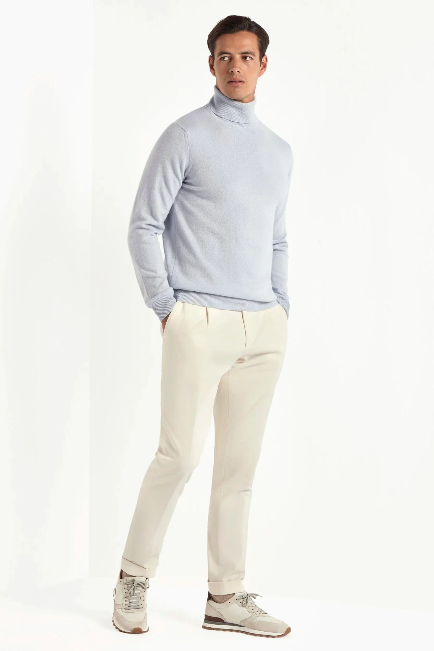 Light Blue Cashmere Turtleneck – Made In Italy 5 Light Blue Cashmere Turtleneck – Made In Italy - Image 3