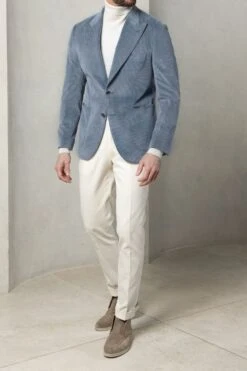 Light Blue Corduroy Jacket "Soragna Capsule Collection" - Made In Italy -Pini Parma Clothing Store light blue corduroy jacket 1