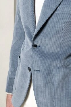 Light Blue Corduroy Jacket "Soragna Capsule Collection" - Made In Italy -Pini Parma Clothing Store light blue corduroy peak lapel jacket 3