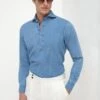 Light Blue Denim Popover Shirt - Made In Italy 1 Light Blue Denim Popover Shirt - Made In Italy -Pini Parma Clothing Store light blue denim popover shirt 6