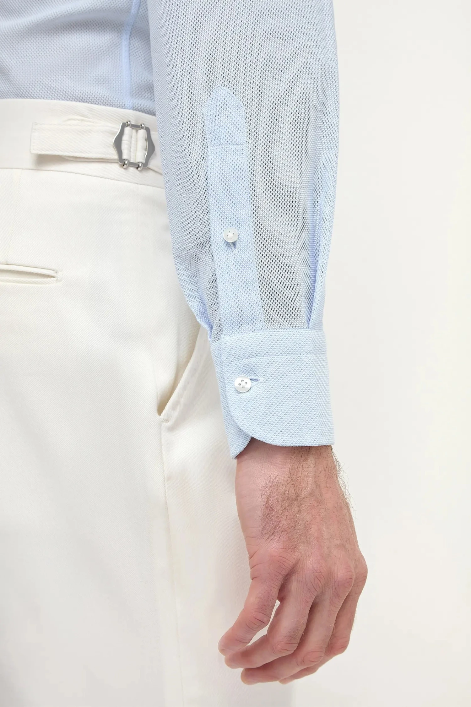 Light Blue Basketweave Shirt - Made In Italy 4 Light Blue Basketweave Shirt - Made In Italy - Image 2