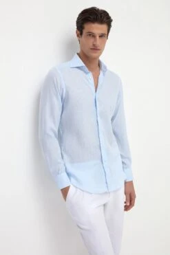 Light Blue Linen Shirt - Made In Italy