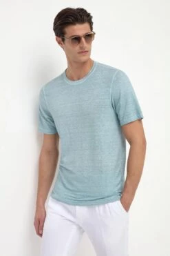 Light Blue Linen T-shirt - Made In Italy