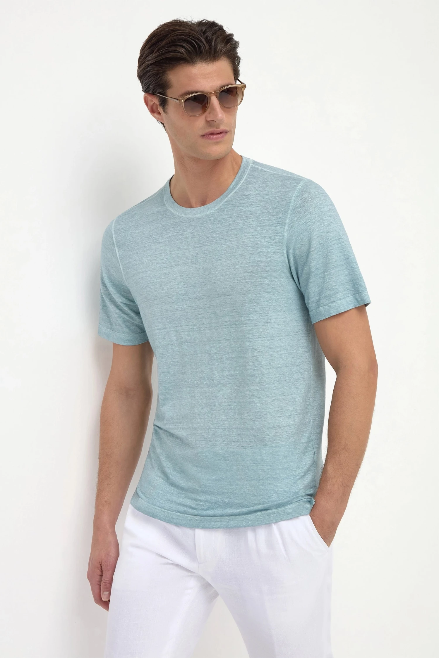 Light Blue Linen T-shirt - Made In Italy 3 Light Blue Linen T-shirt - Made In Italy