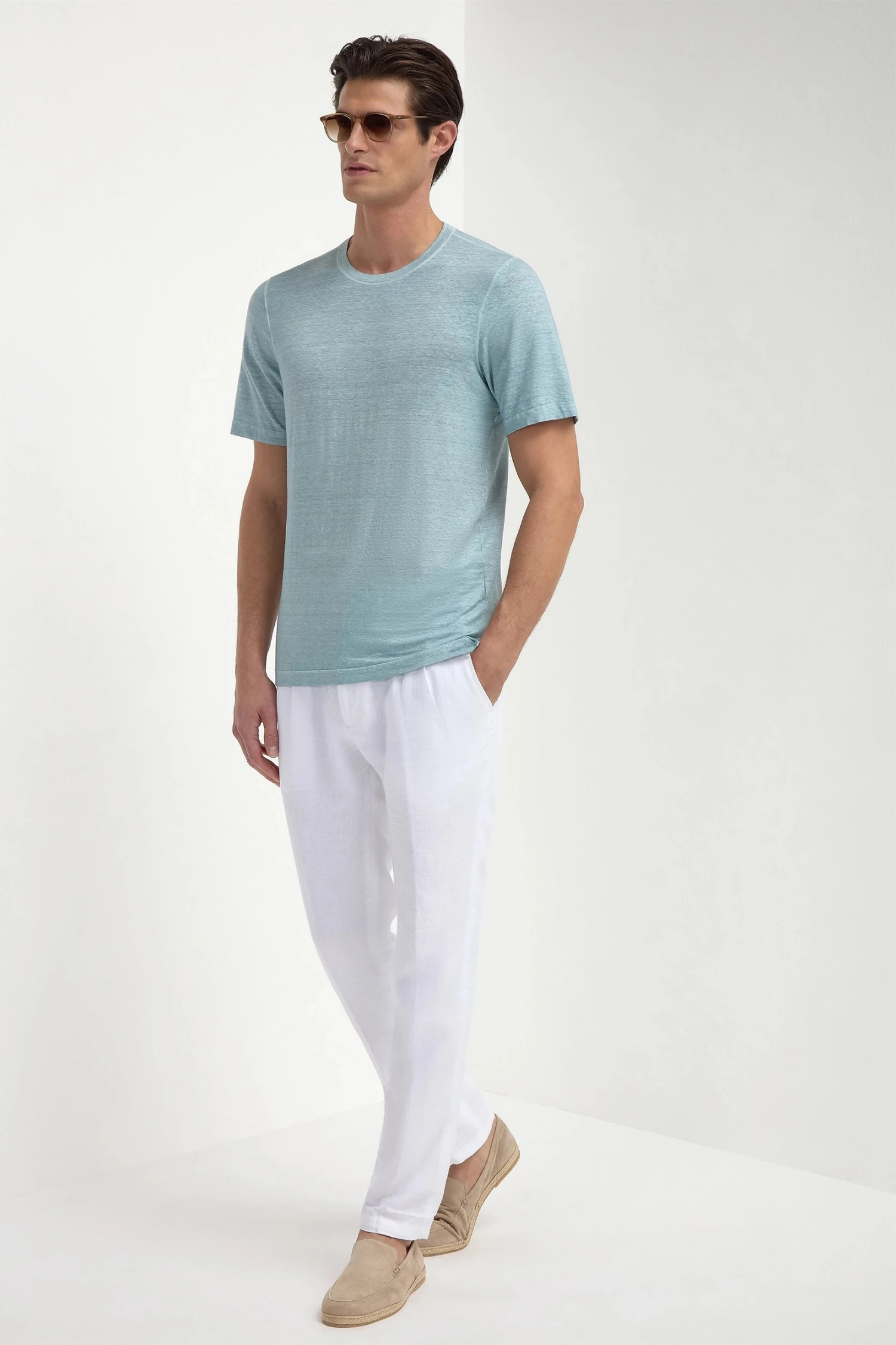 Light Blue Linen T-shirt - Made In Italy 5 Light Blue Linen T-shirt - Made In Italy - Image 3