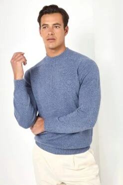 Light Blue Mock Neck - Made In Italy
