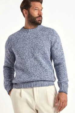 Light Blue Mouline Round Neck - Made In Italy 8 Light Blue Mouline Round Neck - Made In Italy -Pini Parma Clothing Store light blue mouline crewneck 1