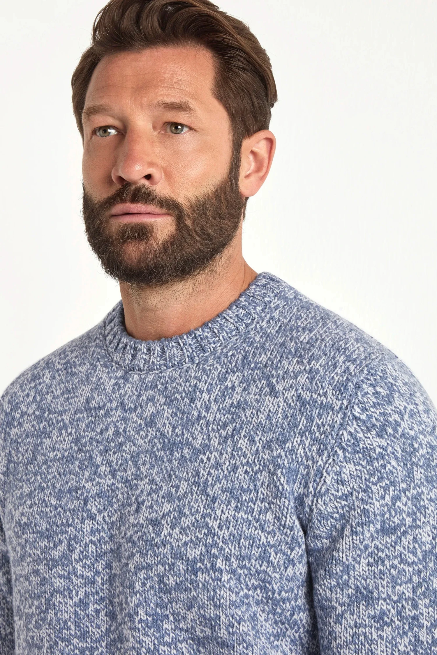 Light Blue Mouline Round Neck - Made In Italy 4 Light Blue Mouline Round Neck - Made In Italy - Image 2