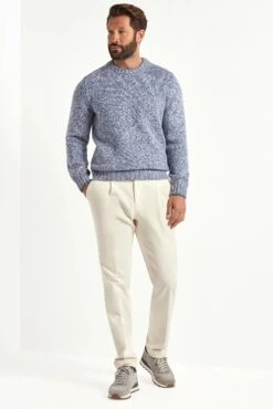 Light Blue Mouline Round Neck - Made In Italy