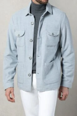 Light Blue Safari Jacket Flannel Super 180s – Made In Italy