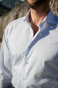 Light Blue Soft Stripe Shirt - Made In Italy -Pini Parma Clothing Store light blue soft striped shirt 3