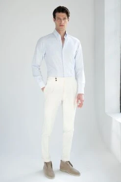 Light Blue Striped Soft Oxford Button Down Shirt - Made In Italy -Pini Parma Clothing Store light blue striped soft oxford shirt 4