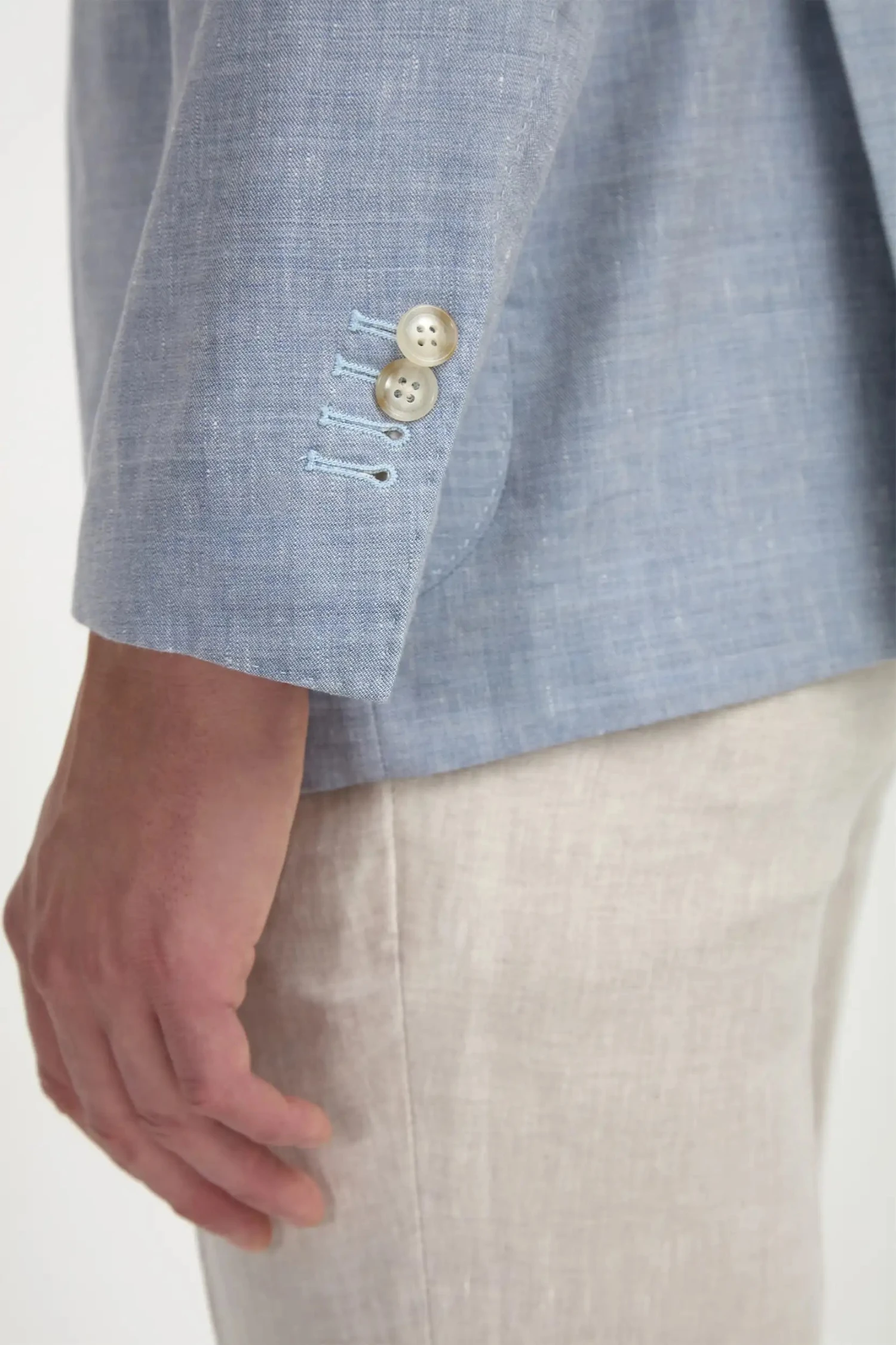 Light Blue Wool And Linen Jacket - Made In Italy 4 Light Blue Wool And Linen Jacket - Made In Italy - Image 2