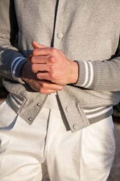 Light Grey College Jacket – Made In Italy 10 Light Grey College Jacket – Made In Italy -Pini Parma Clothing Store light grey college bomber jacket 4