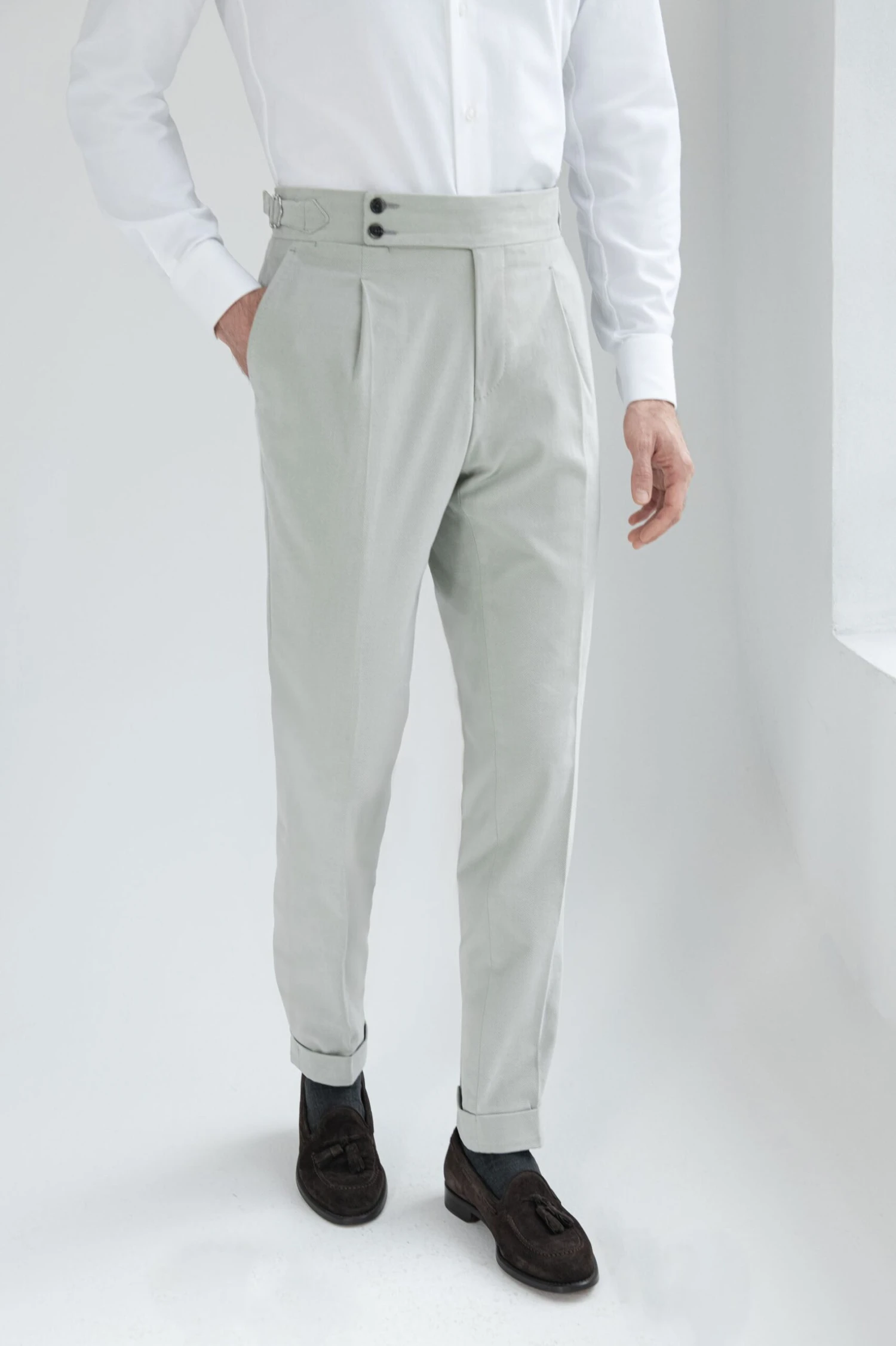 Light Grey Cotton Soragna Trousers - Made In Italy 3 Light Grey Cotton Soragna Trousers - Made In Italy