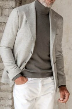 Light Grey Herringbone Jacket - Made In Italy