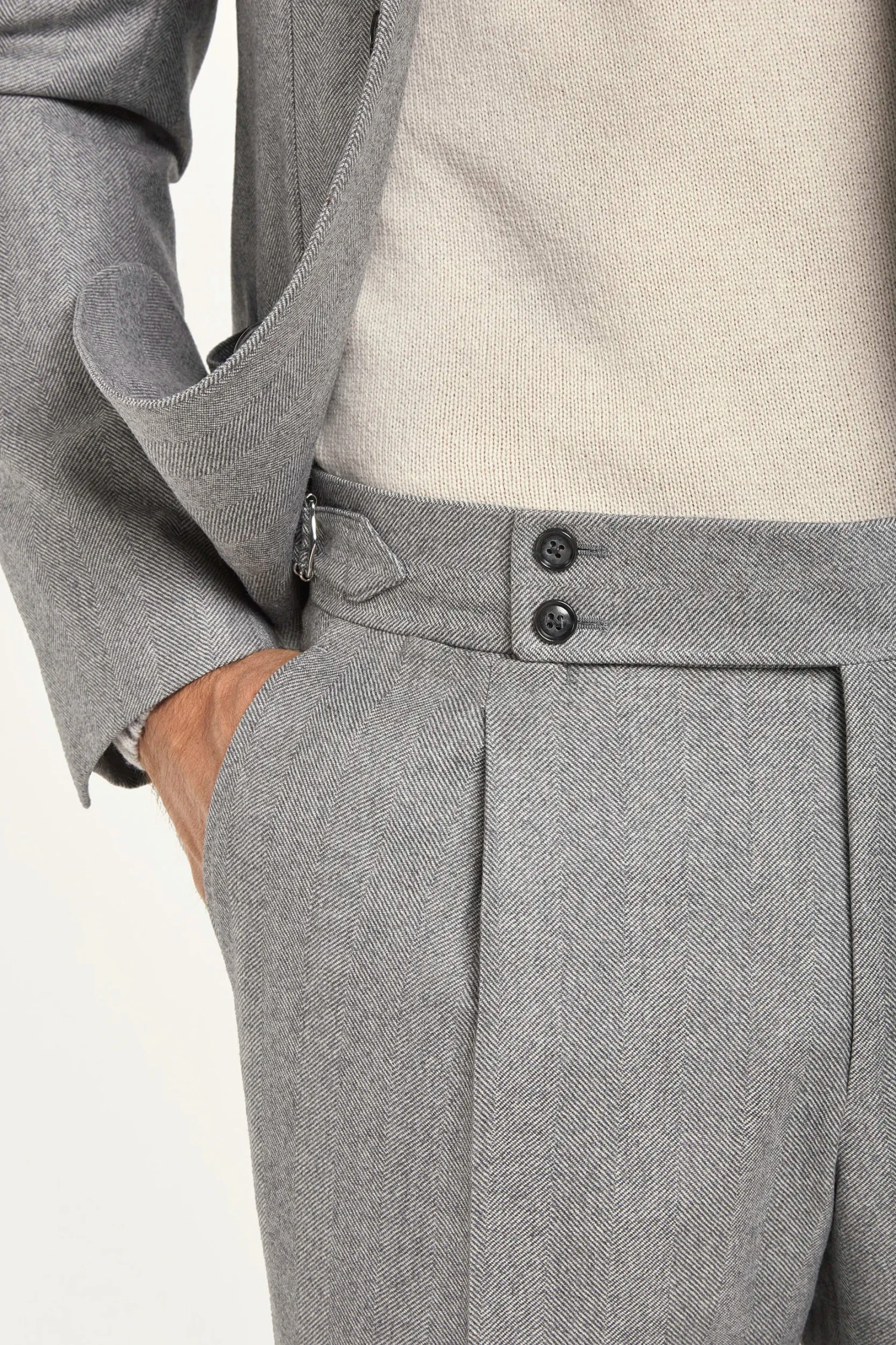 Light Grey Herringbone Suit - Made In Italy 5 Light Grey Herringbone Suit - Made In Italy - Image 3