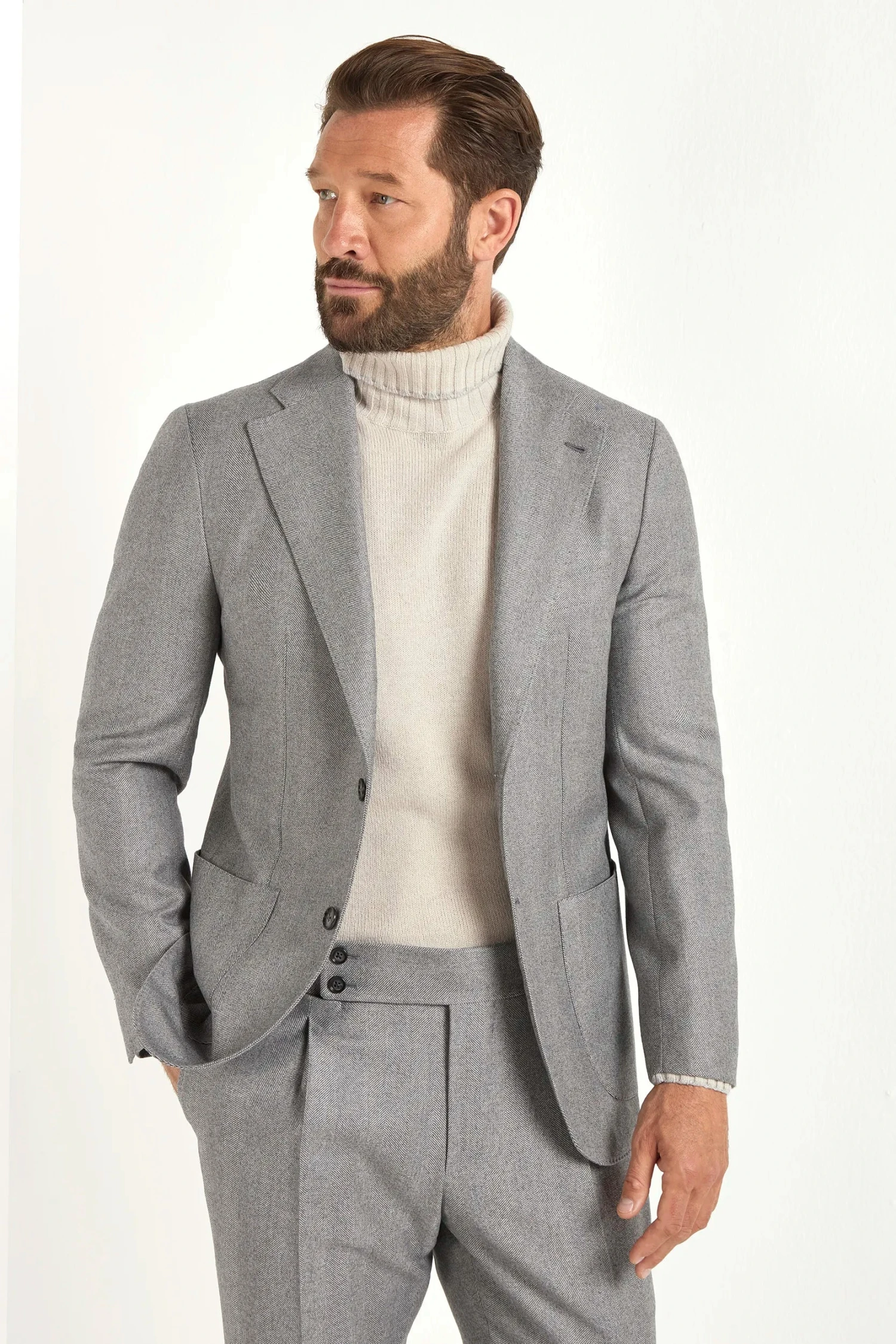 Light Grey Herringbone Suit - Made In Italy 6 Light Grey Herringbone Suit - Made In Italy - Image 4