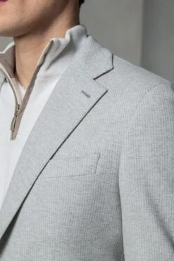 Light Grey Jersey Houndstooth Jacket - Made In Italy -Pini Parma Clothing Store light grey jersey houndstooth jacket 3