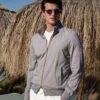 Light Grey Knit & Nylon Bomber Jacket – Made In Italy 2 Light Grey Knit & Nylon Bomber Jacket – Made In Italy -Pini Parma Clothing Store light grey knit nylon jacket 5
