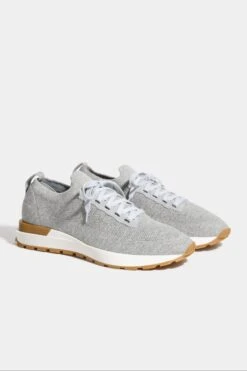 Light Grey Knitted Sneakers - Made In Italy