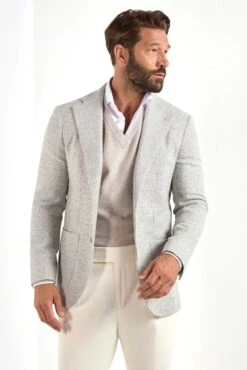 Light Grey Prince Of Wales Jacket - Made In Italy