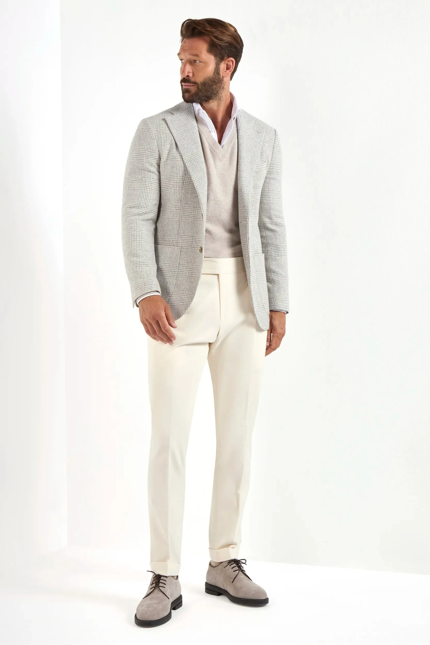 Light Grey Prince Of Wales Jacket - Made In Italy 6 Light Grey Prince Of Wales Jacket - Made In Italy - Image 4