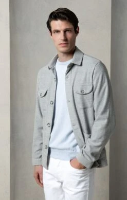 Light Grey Safari Jacket Flannel Super 180'S – Made In Italy