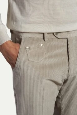 Light Grey Corduroy Sirmione Trousers - Made In Italy