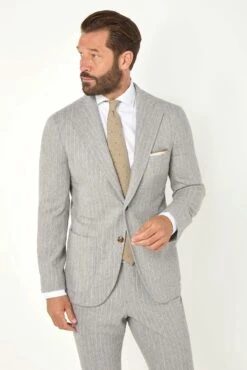 Light Grey Striped Suit - Made In Italy