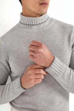 Light Grey Turtleneck With Collar Detail – Made In Italy 7 Light Grey Turtleneck With Collar Detail – Made In Italy -Pini Parma Clothing Store light grey turtleneck 1