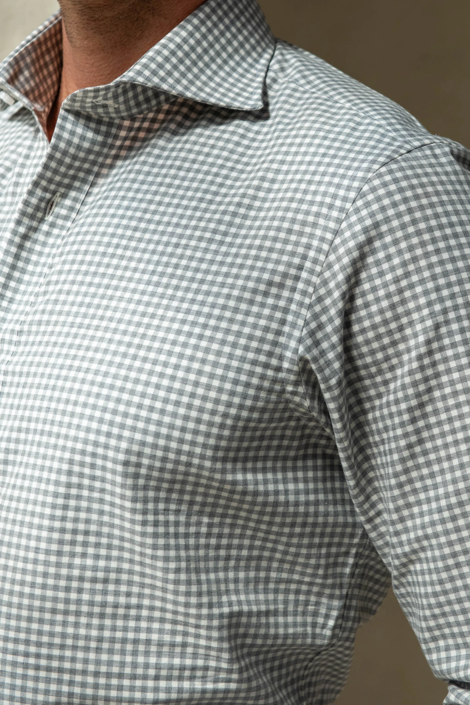 Light Grey Vichy Shirt - Made In Italy 4 Light Grey Vichy Shirt - Made In Italy - Image 2