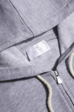 Light Grey Leisure Zip Hoodie - Made In Italy