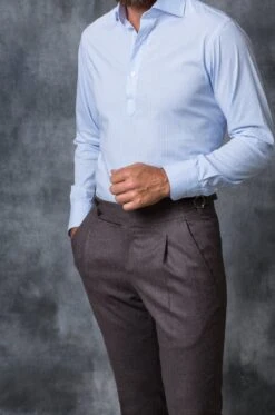Light Blue Striped Popover Shirt - Made In Italy -Pini Parma Clothing Store light blue striped popover shirt gurkha pants