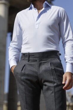 Light Blue Striped Popover Shirt - Made In Italy -Pini Parma Clothing Store light blue striped popover shirt gurkha trouser