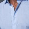 Light Blue Striped Popover Shirt - Made In Italy -Pini Parma Clothing Store light blue striped popover shirt made in italy