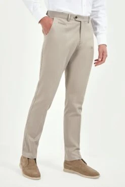 Mastic Cotton And Cashmere Garda Trousers - Made In Italy