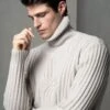Beige Jacquard Patterned Wool & Cashmere Turtleneck – Made In Italy 2 Beige Jacquard Patterned Wool & Cashmere Turtleneck – Made In Italy -Pini Parma Clothing Store milano3 1681
