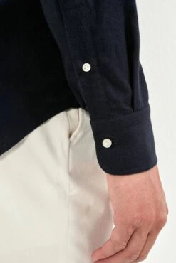 Navy Brushed Cotton Shirt - Made In Italy 7 Navy Brushed Cotton Shirt - Made In Italy -Pini Parma Clothing Store navy brushed cotton shirt 3