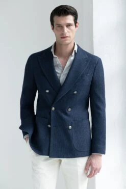 Navy Double Breasted Jacket - Made In Italy