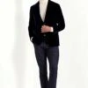 Navy Blue Velvet Jacket - Made In Italy 2 Navy Blue Velvet Jacket - Made In Italy -Pini Parma Clothing Store navy velvet jacket 1
