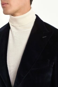 Navy Blue Velvet Jacket - Made In Italy -Pini Parma Clothing Store navy velvet jacket 3