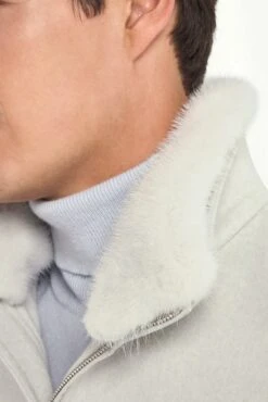 Off-white Bomber With Removable Mink Collar – Made In Italy -Pini Parma Clothing Store off white bomber loro piana wool mink collar 7