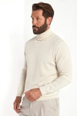 Off-white Cashmere Turtleneck – Made In Italy