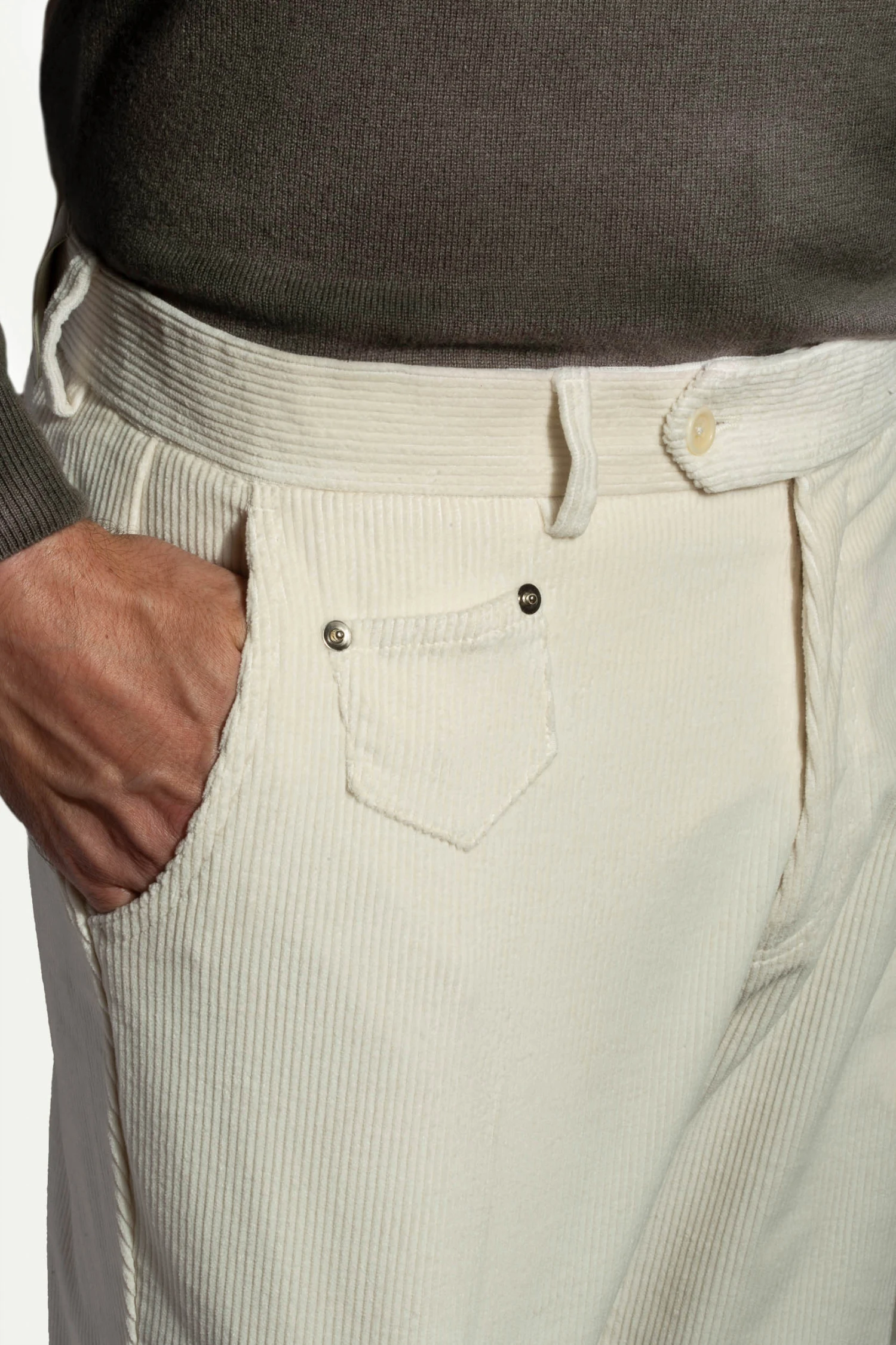 Off-white Corduroy Sirmione Trousers - Made In Italy 3 Off-white Corduroy Sirmione Trousers - Made In Italy